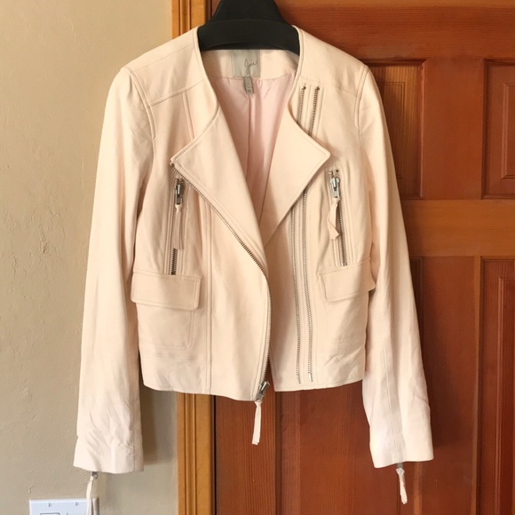 JOIE Vivianette Pink Genuine Lamb Leather Jacket - Picture 3 of 11